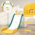 thumbnail image 5 of Volkmi 8-in-1 Toddler Playground Slide Playset – Indoor/Outdoor Activity Center with Climber, Tunnel, Basketball Hoop – Durable Plastic for Ages 1-3 –  Orange Green, American Standard, 5 of 8