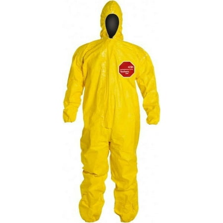 Dupont Hooded Coveralls,4XL,Ylw,Tychem 2000,PK4 QC127TYL4X000400