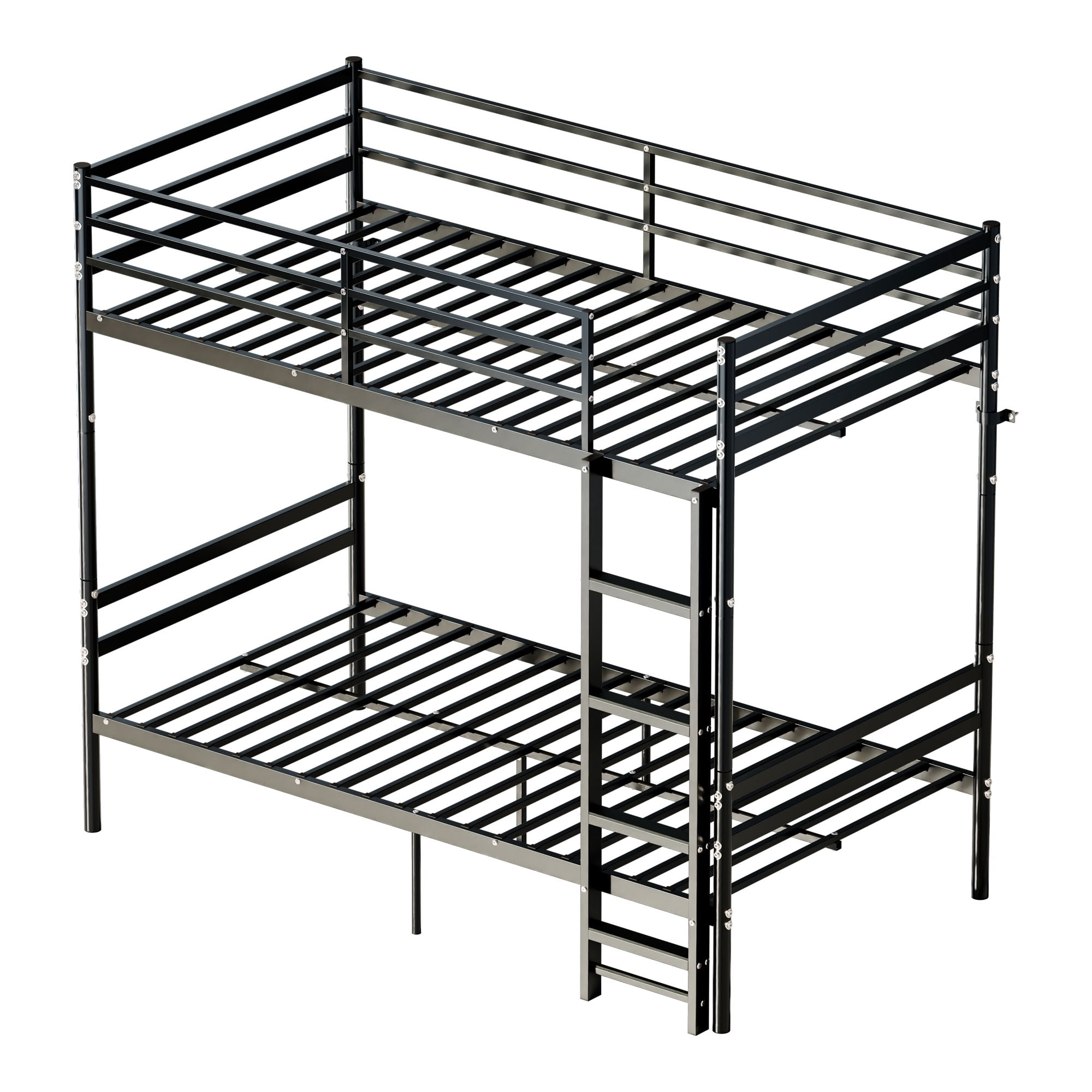 MAYEERTY Twin Over Twin Metal Bunk Bed for Kids Teens Adults, Heavy Duty Steel Bed Frame, Sturdy Slats Support 550 lbs, No Box Spring Needed, Black