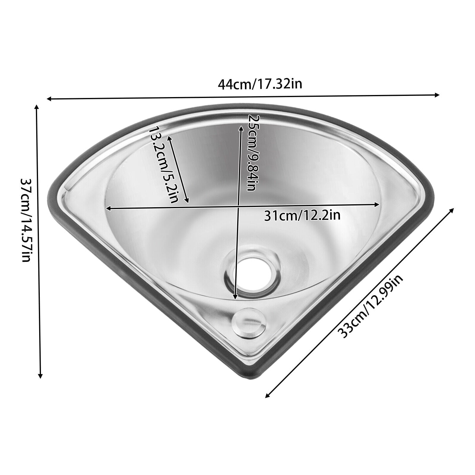 Hand Wash Sink, Corner Basin Sink, Triangular Hand Basin Sink Stainless Steel Washbasin For Washing Hands, Food, Fruits, Vegetables, And Dishes