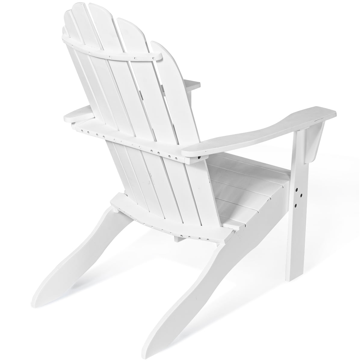 Costway Outdoor Adirondack Chair Accent Chair Solid Wood sturdy Patio Garden Furniture White