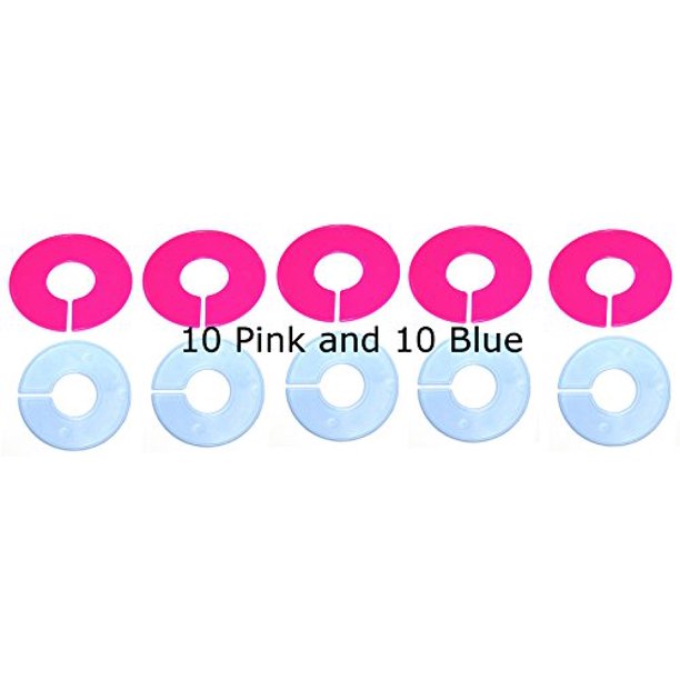 20 PACK Clothing Rack Size Dividers 10 PINK & 10 BLUE Clothing Rack