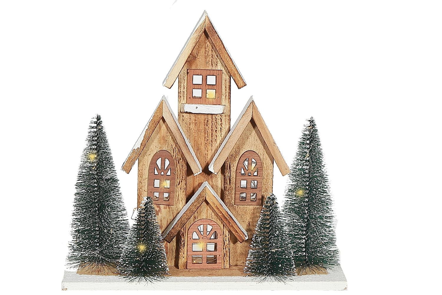 Led Wooden House Brown 12.40"