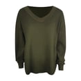 thumbnail image 4 of Green T Shirts For Women, Cotton Womens Tops Casual, Blouses For Women Casual, Spring Clothes For Women 2024, Womens Short Sleeve Tunic Tops, Women's Autumn/Winter V Neck Solid Long Sleeve Top Knit, 4 of 4