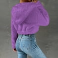 thumbnail image 3 of Aellinatey Cropped Fleece Jackets for Women Fashion Zip Up Plush Sherpa Warm Coats Comfy Soft Long Sleeve Fuzzy Hooded Outerwear, 3 of 10