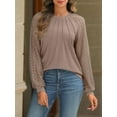 thumbnail image 2 of SMZ Womens Long Sleeve Shirts Lace Tops Business Casual Fall Fashion Outfits Clothes 2024 Knitted Y2k Blouses, 2 of 6