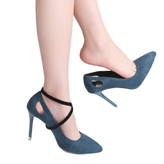 OUNONA Black Antiwear Shoe Pad with Strap for High Heels PU Material No Sewing Selfadhesive 6 Pairs