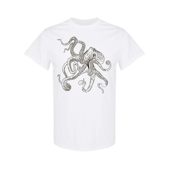 Black And White Octopus Design T-Shirt Men -Image by Shutterstock, Male x-Large