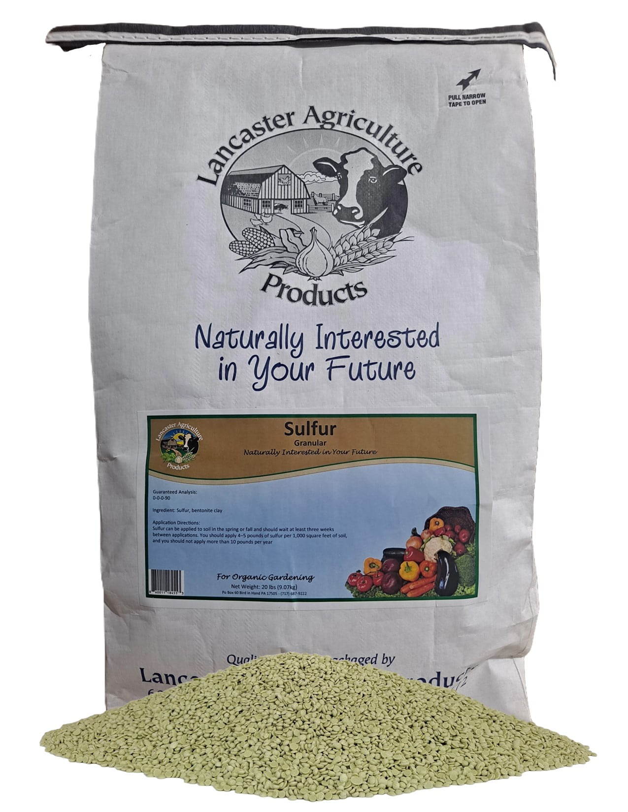 Lancaster Agricultural Products Elemental Sulfur 90% Granules Organic Fertilizer, 20lb