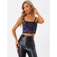 thumbnail image 3 of DARING DIVA Women's Velvet Spaghetti Strap Glitter Sequin Cami Top L Black Purple, 3 of 6
