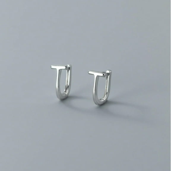 EOEMY 925 Sterling Solid Silver Hoop Bar Huggies Earrings