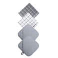 thumbnail image 3 of 6pcs/set Oven Gloves Mitts Cotton Microwave Heat Insulation Mat Washable Kitchen Towel  Gray, 3 of 10