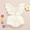 thumbnail image 2 of IBTOM CASTLE Baby Girls Lace Bodysuit Boho Clothes 1st Birthday Cake Smash Outfit Newborn Photography Outfits Summer Sunsuit 12-18 Months Beige, 2 of 8