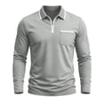 thumbnail image 2 of COSFO Casual Polo Shirts for Men Cotton Quarter Zip Long Sleeve Shirts Collared Pullover with Pocket Classic Fit Solid Tshirts Shirts for Men, 2 of 6