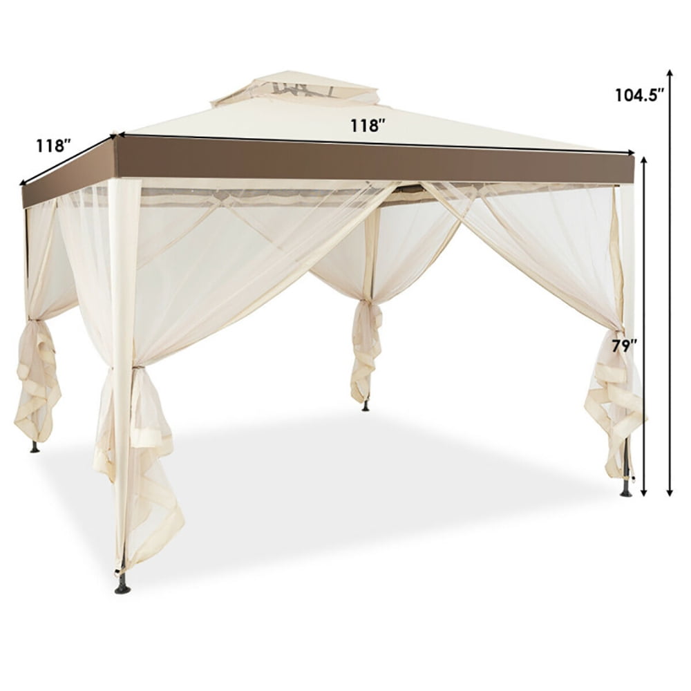 Aimee Lii Canopy Gazebo Tent Shelter Garden Lawn Patio with Mosquito Netting, Backyard Canopy Gazebo for Party Wedding BBQ Events, Beige Aimee Lii Canopy Gazebo Tent Shelter Garden Lawn Patio with Mosquito Netting, Backyard Canopy Gazebo for Party Wedding BBQ Events, Beige