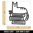thumbnail image 2 of Cat and Books Reading Doodle Self-Inking Rubber Stamp Ink Stamper - Green Ink - Small 1 Inch, 2 of 7
