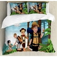 thumbnail image 1 of Adventure Duvet Cover Set King Size, Illustration of Camping Crowd Scout Trees Sky Plants Active Travelling Print, Decorative 3 Piece Bedding Set with 2 Pillow Shams, Multicolor, by Ambesonne, 1 of 3