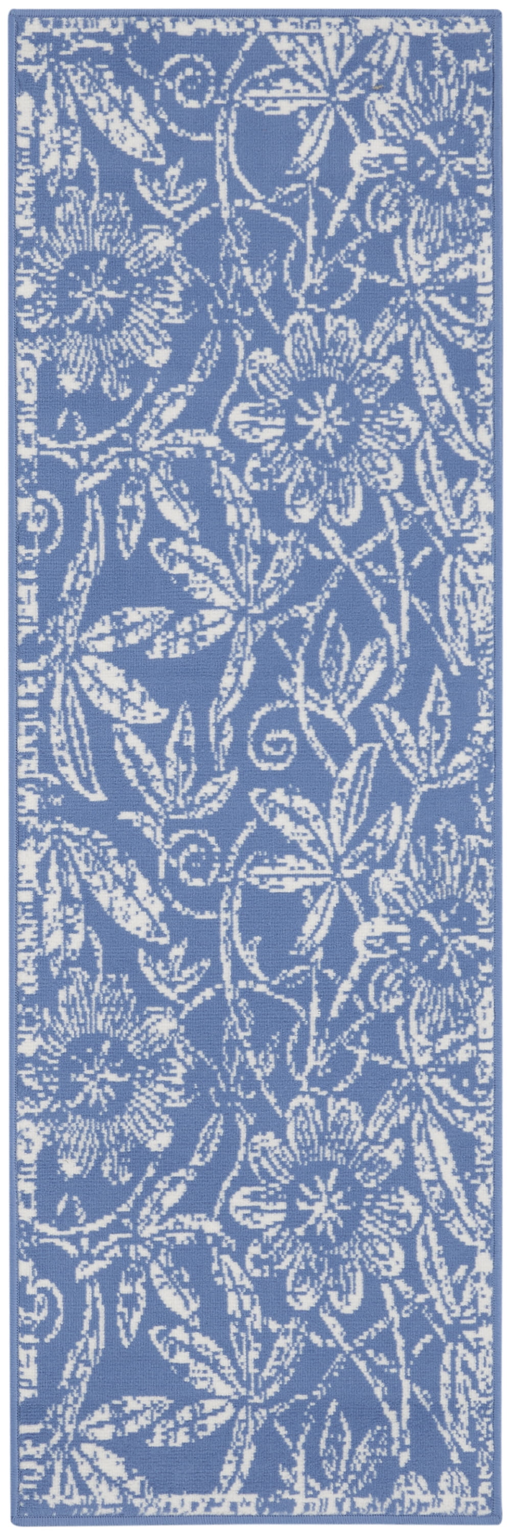 Nourison Whimsicle Botanical Bohemian Blue 2' x 8' Area Rug, (8' Runner)