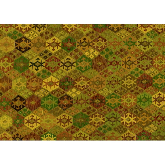 Ahgly Company Machine Washable Indoor Rectangle Abstract Yellow Modern Area Rugs, 2' x 3'