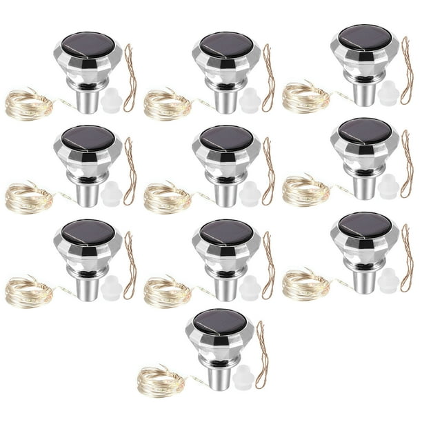 Cadena De Botellas De Luz Solar De Diamante Para Botella De Vino, Cadena De Lámpara Cálida Con 20 Cuentas Led, Se Adapta A La Mayoría De Botellas/Frascos Para Jardín, Patio, Balcón 10 Piezas 2 M Yuarrent HA018696-00