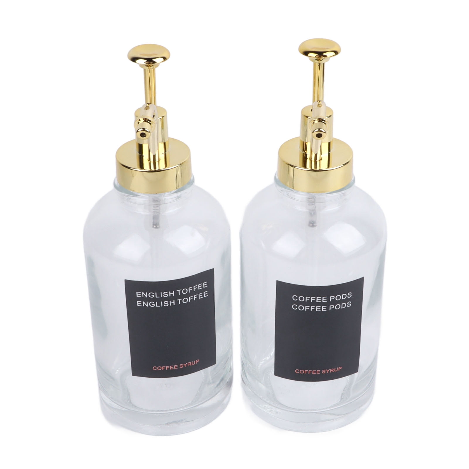Sorven Coffee Syrup Dispenser Bar Accessory Coffee Syrup Dispenser, 2PCS Transparent Coffee Syrup Dispenser Gold for Restaurants