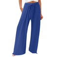 thumbnail image 2 of Gerichy Women Casual Wide Leg Pants High Waisted Business Work Casual Pants Loose Flowy Beach Palazzo Pants Solid Elastic Waist Pant High Waist Wide Leg Regular Loose Pants, 2 of 4