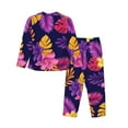 thumbnail image 2 of Disketp Pajamas Set Long Sleeve Sleepwear Womens Button Down Nightwear Pj Sets-Purple Flower, 2 of 9