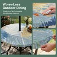 thumbnail image 5 of Round Outdoor Tablecloth with Umbrella Hole and Zipper, Yellow Blue Grey Palm Leaves Tablecloth with Elastic Waterproof, Summer Tropical Plants Botanical Patio Table Covers for 55" - 60" Pool Tables, 5 of 9