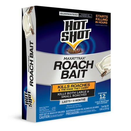 Hot Shot MaxAttrax Roach Bait, Child-Resistant Bait Station,