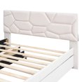 thumbnail image 3 of Full Size Beige Upholstered Platform Bed With Brick Headboard, Twin Trundle And 2 Drawers, Linen Fabric, Particle Board, No Box Spring Required Elegant In Beige, Pattern & Spring, Stable Wood Frame, 3 of 7