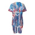 thumbnail image 5 of Virmaxy Womens Stylish Outfit 2 Piece Set Summer Marble Printed Shorts 2 Piece Set Fashion Casual Short Sleeve V-Neck Top/Shirt Shorts Set Sky Blue Xs, 5 of 7