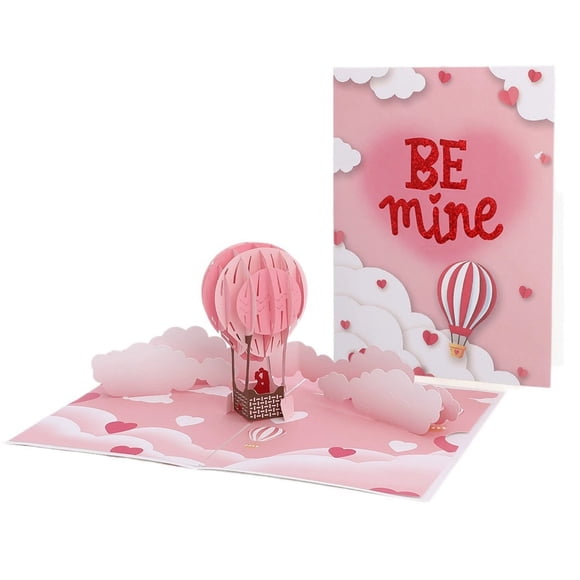 TIELUTT Valentine's Day Three Greeting Card Hot Air Balloon Lovers Happy Birthday Holder Thank You Cards Wedding Friendship Cards for Kids Classroom Kids Friendship Cards Variety Cards for All Occasio