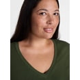 thumbnail image 4 of Terra & Sky Women's Plus Size V Neck Tee with Long Sleeves, Size 0X-5X, 4 of 5