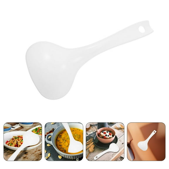 FRCOLOR 10pcs Heat Resistant Kitchen Spoon Set Plastic Soup Ladle Food Serving Ladle Asian Pho Ramen Spoon Large Flour Spoon for Cooking Serving