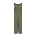 thumbnail image 3 of Fancifize Women Overalls Romper Casual Loose Fit Jumpsuit Adjustable Straps Sleeveless Linen long Pants Festival Street Style with Pocket M,Army Green, 3 of 6