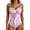 Pink, variant on QEMAUUA Elegant Striped Print One Piece Monokini Tummy Control Summer Beach Swimwear Swimsuit Swimsuits