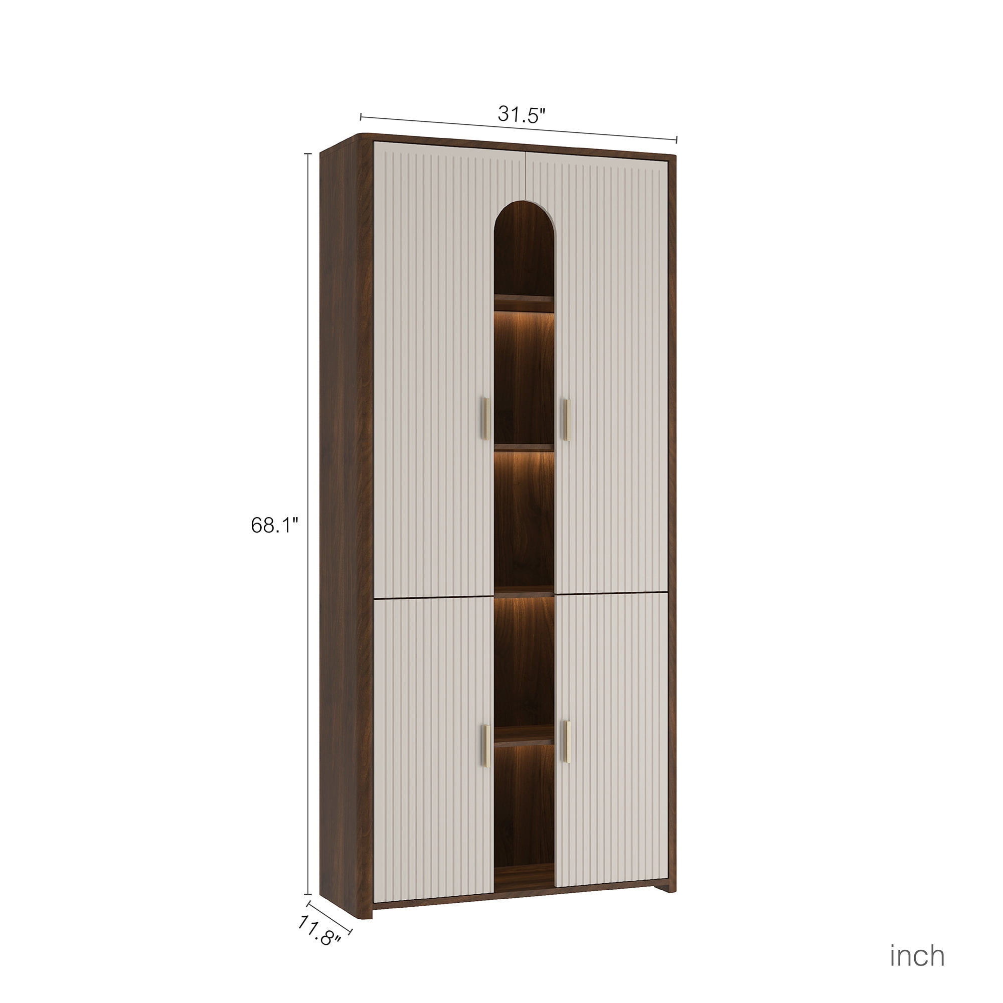 Leumius Display Cabinet with Doors,Bookcase with LED Lights, Display Case for Collectibles Bedroom Living Room Office
