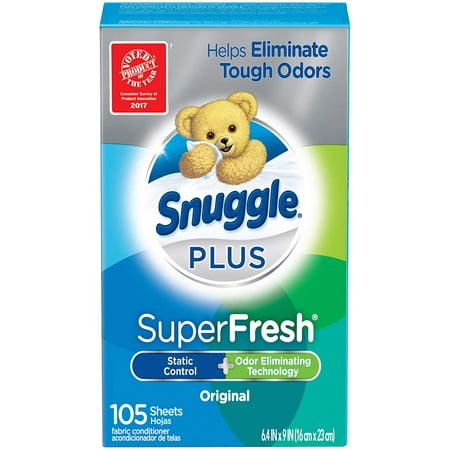 Super Fresh Snuggle Plus Fabric Softener Dryer Sheets with Static Control and Odor Eliminating Technology, 105 Count (Packaging May
