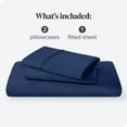 thumbnail image 3 of Bare Home Ultra-Soft Fitted Sheet + Pillowcase Set - Premium 1800 Collection - Deep Pocket - Full, Dark Blue, 3 of 8