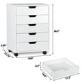 thumbnail image 2 of HomGarden 5-Drawer Chest Organizer Modern MDF Storage Dresser Cabinet Lockable Casters, White, 2 of 9