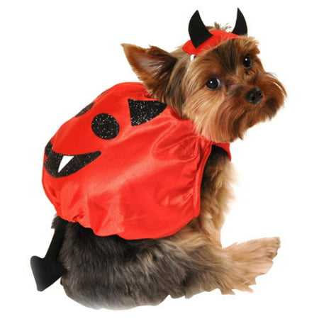 Simply Dog Silky Red Devil Costume Pet Outfit with Horns & Tail