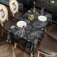 thumbnail image 3 of Black Paisley and Floral Pattern Rectangle Tablecloth 60"x102",Waterproof Polyester Rectangle Table Cloth, Wipeable Spillproof Polyester Tablecloth for Dining, Camping, Indoor and Outdoor, 3 of 6