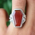 thumbnail image 4 of Red Coral Gemstone Ring, 925 Sterling Silver Ring, Statement Ring, Handmade Ring, Gemstone Ring, Coffin Cut Ring, Personalized Gift For Her,, 4 of 4