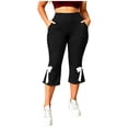 thumbnail image 3 of Ihhxva Women's Plus Size Capri Yoga Pants High Waisted 3/4 Length Stretch Bow Detail Multi-Pockets L-5XL, 3 of 9