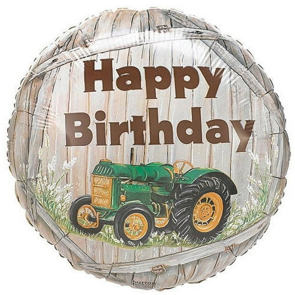 17 inch Happy Birthday Tractors Foil Mylar Balloon - Party Supplies Decorations