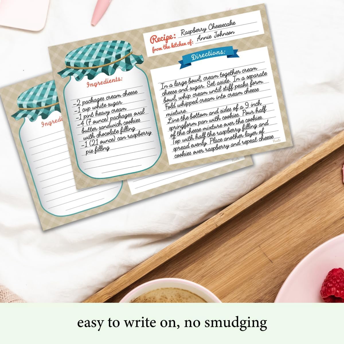Mason Jar Recipe Cards - 50 Double Sided Cards, 4x6 inches. Thick Card Stock$$Home Decor, Kitchen, & Other