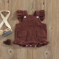 thumbnail image 2 of Baby Girl Summer Jumpsuit Solid Color Double Pockets Ruffled Edge Sleeveless Romper Birthday Gifts, 2 of 7