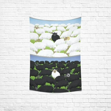 Sheep Tapestry - YKCG Home Decoration Black Sheep in White Flock and White Sheep Wall Hanging Tapestry 90 x 60 Inches