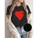 thumbnail image 1 of Women'S Heart-shaped Printed T-shirt, Women'S Casual Versatile Short Sleeved Round Neck Top, 100% Cotton- Comfortable And Breathable, Fashionable Women'S Clothing, All Season Wearable Tee For Adult,, 1 of 6