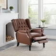 thumbnail image 3 of GDF Studio Elizabeth Contemporary Faux Leather Tufted Pushback Recliner, Cognac Brown and Dark Brown, 3 of 11